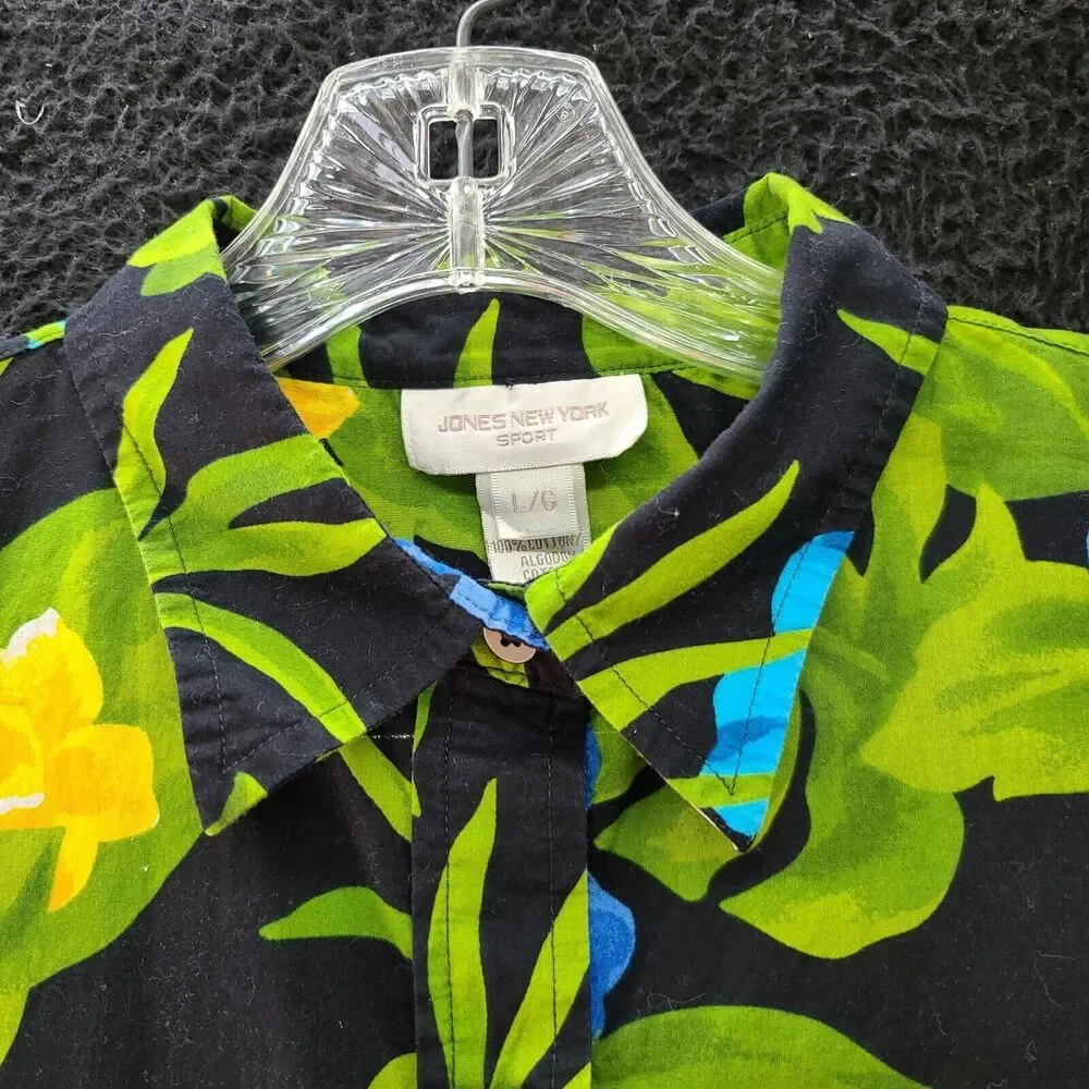 Jones New York Sport 2pc Set Multi-Color Size Large 100% Cotton Button Up Skirt